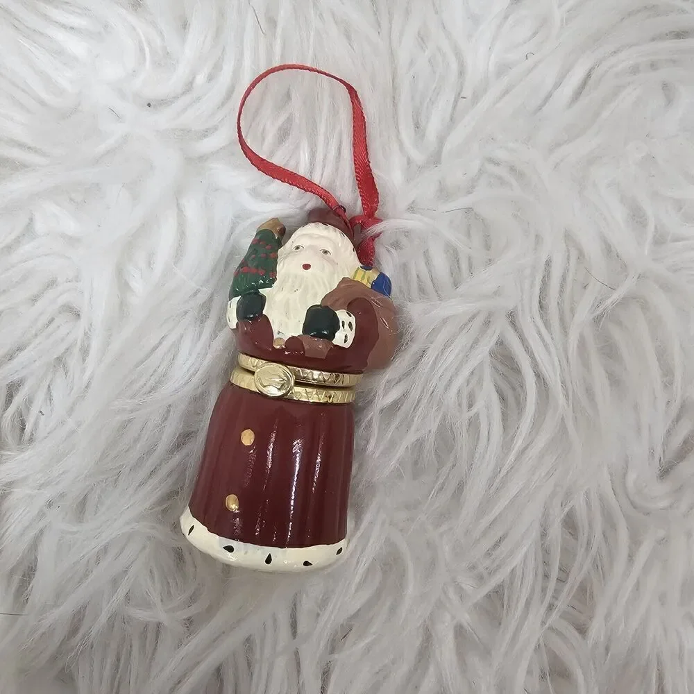 1998 HALLMARK  CHRISTMAS ORNAMENTS - SANTAS HIDDEN SURPRISE - Hinged Trinket Box